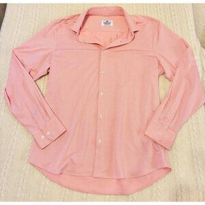 Mizzen Main Mens XL Trim Fit Peach Stretch Shirt Button Long Sleeve Plaid Check